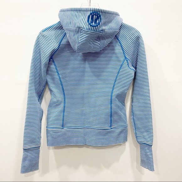 Lululemon Scuba Hoodie Stretch Slope Stripe Beaming Blue Size 4 - Picture 2 of 12